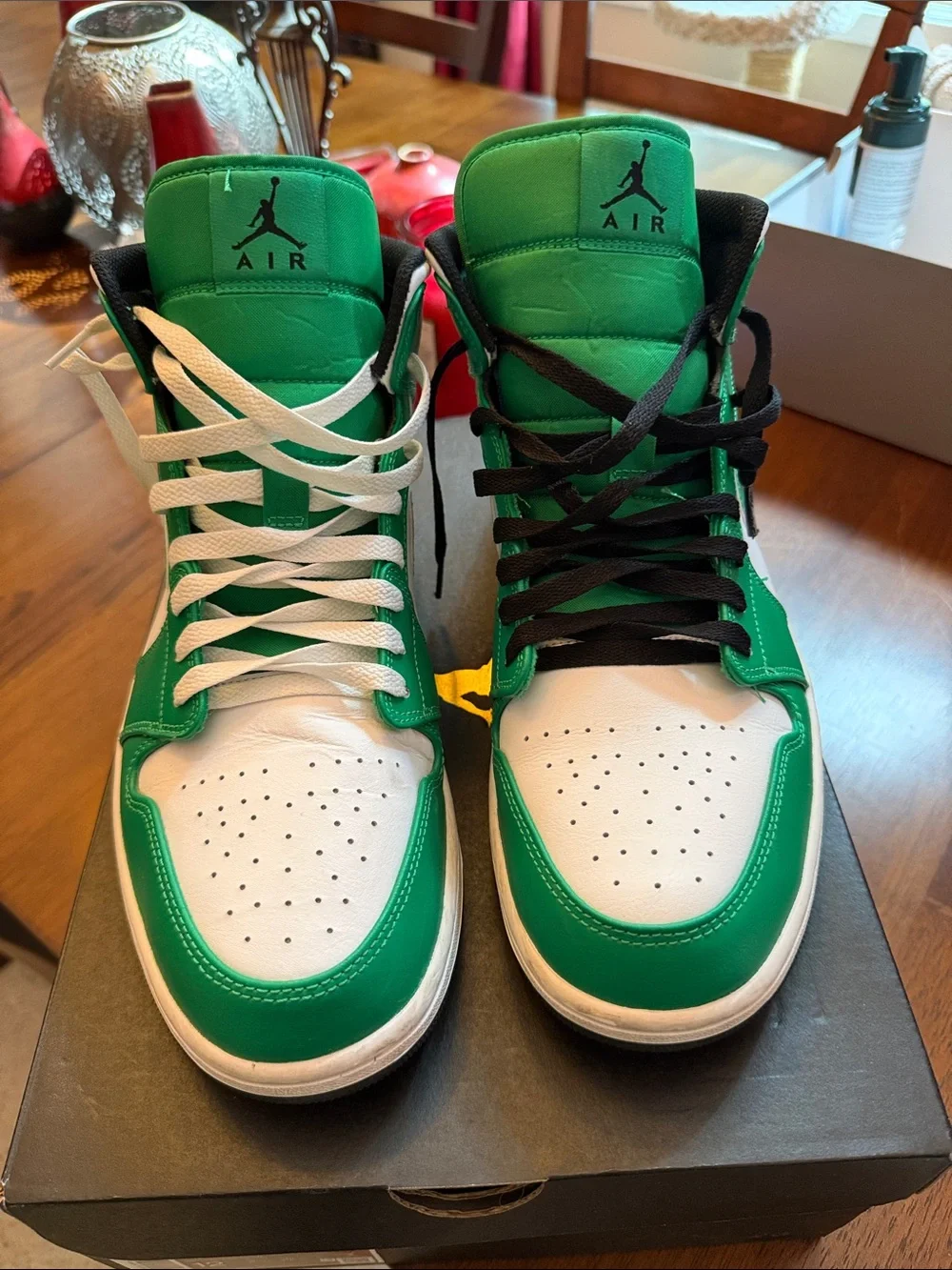 Jordan Men's High-Top Sneakers in Green and White
